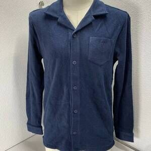 NEW OAS men’s after swim terry button-up shirt in blue